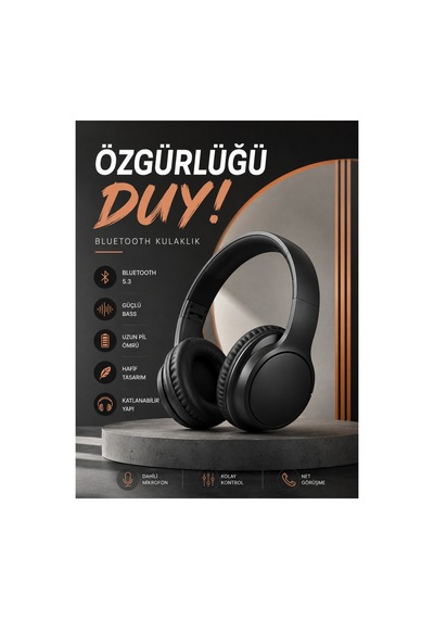 Kulak Üstü Bluetooth Kulaklık Ayarlanabiilir Uzun Pil Ömrü Kablosuz 5.0 Bluetooth Renk