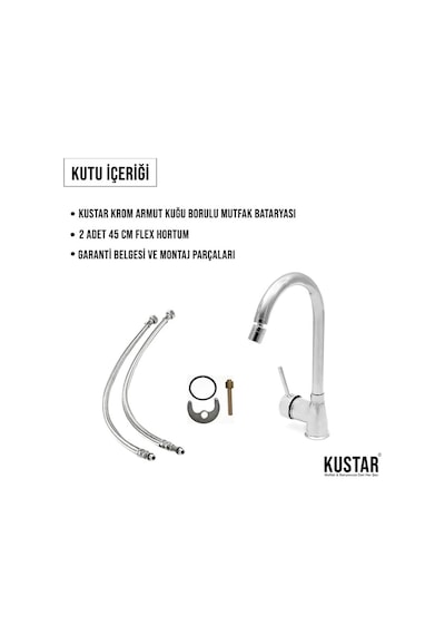 Kustar Oynar Perlatörlü Çubuk Kol Mutfak Eviye Bataryası