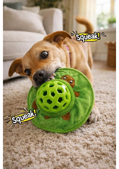 Busstier Çok Renkli Sesli Kedi Köpek Oyuncağı Ödül Mamaları İçin Zeka Geliştirici Puzzle Mama Topu Isırınca