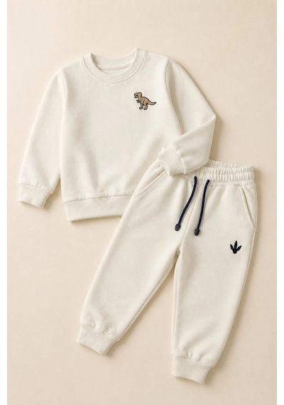 Rony Pony Kids Erkek Çocuk Krem Dinozor Nakışlı Pamuklu 2 İplik Sweatshirt Ve Lastik Paçalı Eşofman Takımı Rony Pony Kids Erkek Çocuk Krem Dinozor Nakışlı Pamuklu 2 İplik Sweatshirt Ve Lastik Paçalı Eşofman Takımı
