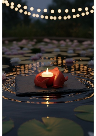 Dekoratif Balık Mumluk Led Tealight Gece Lambası 4 Renk Pla Biblo
