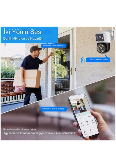 Açık Ptz 8mp 4k Wifi Gözetim Kamera İki Lens Çift Ekran Aı İzleme