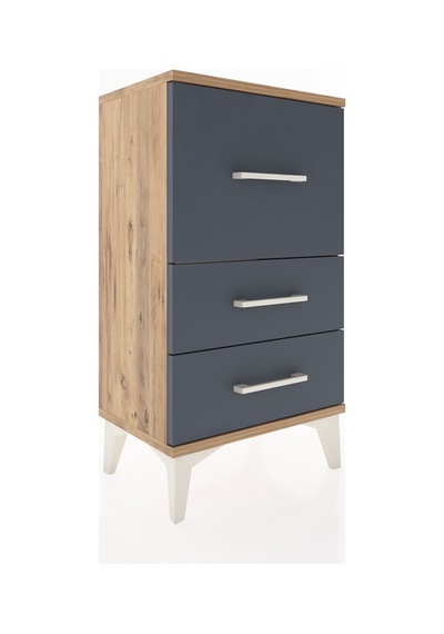 Arges Komodin Tek Raflı 2 Çekmeceli 44x30x80 Çam-antrasit Atlas Çam
