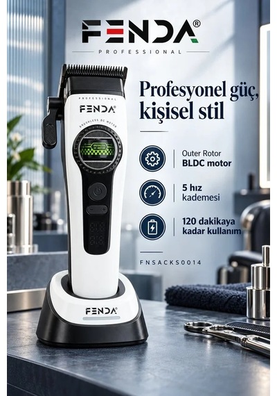 Fenda Profesyonel Saç Kesme Tıraş Makinesi Beyaz Fnsacks0014