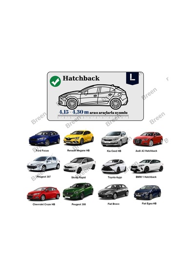 Breen Hatchbacklerle Uyumlu Siyah - L Araba Branda, Oto Örtüsü Araç Uzunluğu 4.15m-4.30m Arası Siyah - L Beden
