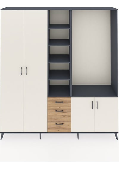 Hyperion Dolap 13 Raflı 3 Çekmeceli 4 Kapaklı 220x44x243 Antrasit-aytaşı/çam Çok Renkli Hyperion Dolap 13 Raflı 3 Çekmeceli 4 Kapaklı 220x44x243 Antrasit-aytaşı/çam Çok Renkli