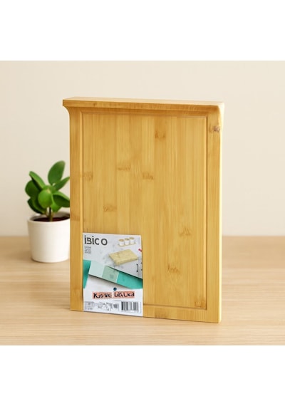 Bambu Kesme Tahtası 25x35 Cm Kanallı, Kenar Destekli Açık Ceviz