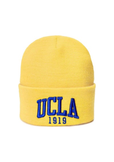Ucla Lanıta Sarı Bere Nakışlı - Unisex Bere Sarı