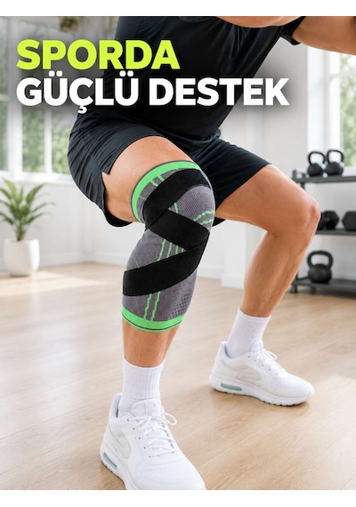 Örme Sporcu Dizliği Ayarlanabilir Çapraz Destek Bantlı Esnek Diz Koruyucu Diğer