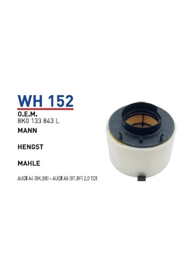 WUNDER WH152 HAVA FİLTRESİ - AUDİ A4 (8K,B8) - AUDİ A5 (8T,8F) 2,