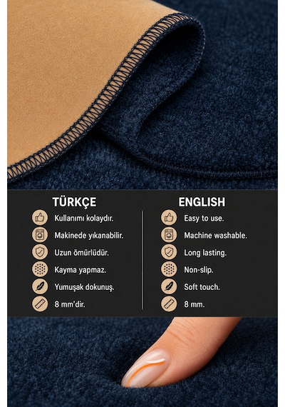 3 Lü Banyo Paspası Halısı Seti Kaymaz Tabanlı Yıkanabilir Klozet Takımı Lacivert