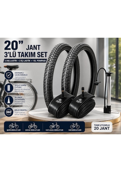 Servis 20x1.95 Dış Lastik Throne Bisiklet Lastiği Ve İç Lastiği 2 Adet Dış Lastik + 2 Adet İç Lastik+ 1 Adet Bisiklet Pompası