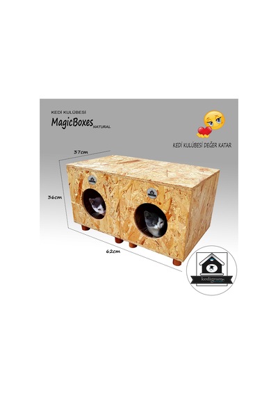 Kedigram Kedi Kulübesi Kedi Evi Magicboxes Natural Dış Mekan Monte 36 x 37 x 93 CM