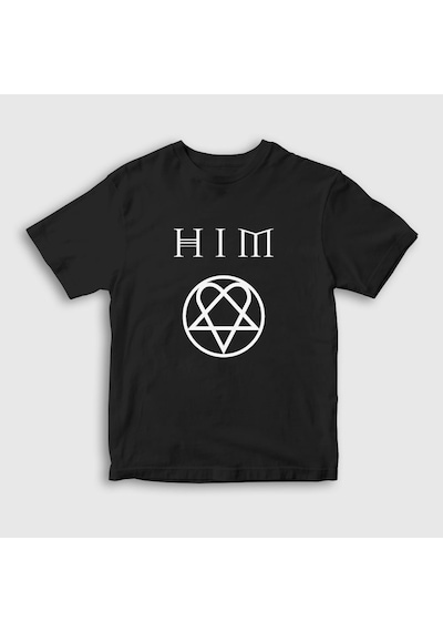 Presmono Unisex Çocuk Logo Him T-shirt Siyah