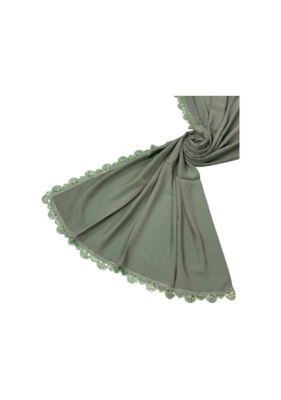 Mim Eşarp İğne Oyalı Şal Namaz Ve Mevlüt Örtüsü 60x150 Cm Koyu Vizon