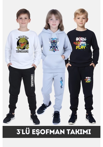 Fyk Kids Erkek Çocuk Eşofman Takımı 3'lü Set Çok Renkli