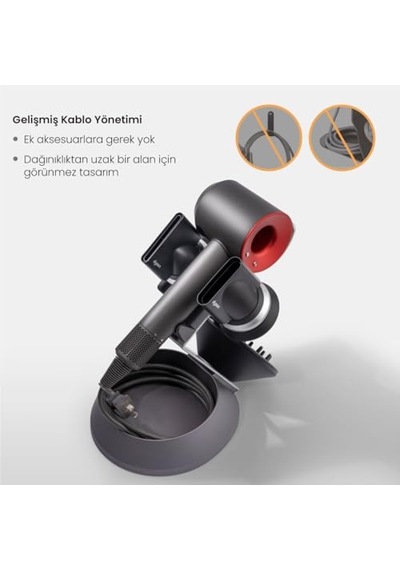 Voltix Supersonic Saç Kurutma Makinesi İçin Manyetik Tutucu Stand, Difüzör Ve Kablo Saklama Organizatörü Supersonic Nural İle Uyumlu Değildir 50cm