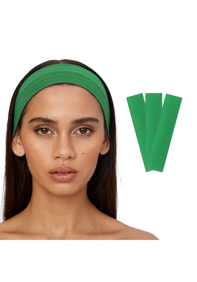 3lü Saç Bandı Pamuk Kadın Bandana Likra Spor Kafa Bandı Yeşil