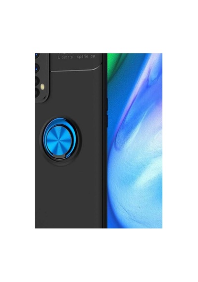 Realme 7 Kılıf Range Yüzüklü Silikon - Siyah-mavi Evimdeyokyok