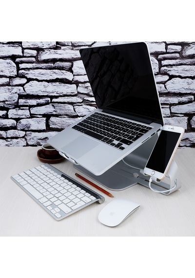 Laptop Apple Uyumlu MacBook Notebook Standı Masaüstü Telefon Tutuculu Stand