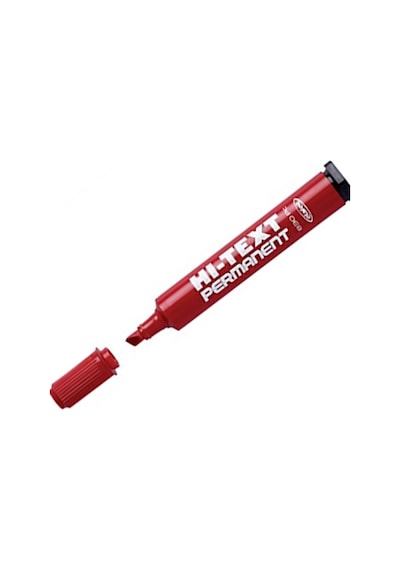 Hi-Text Kesik Uç Kırmızı Permanent Markör 830Pc 12 Adet