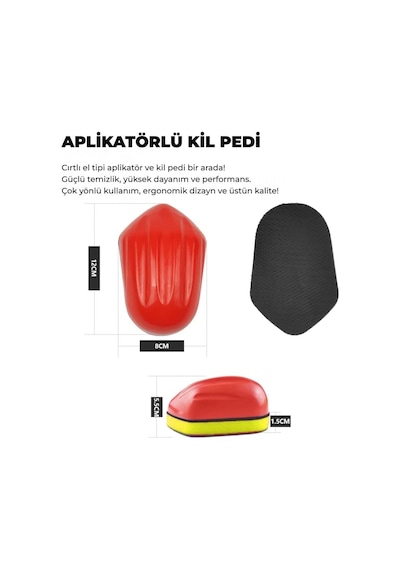 Mg Ps Aplikatörlü El Kil Pedi 12x8 Cm - Araç Boya Temizleme Cırtlı Clay Pad Sponge Block