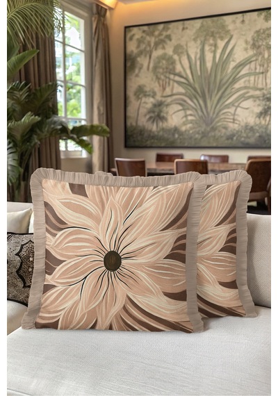 Çiçek Tasarımlı Floral Saçaklı Yastık Kılıfı - Natürel Botanik Vizon Krem Püsküllü Kırlent Kılıfı Uzak Vadi Ritüel Çiçek Tasarımlı Floral Saçaklı Yastık Kılıfı - Natürel Botanik Vizon Krem Püsküllü Kırlent Kılıfı Uzak Vadi Ritüel