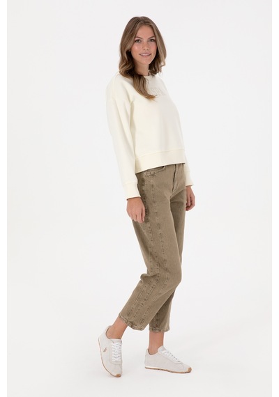 U.S. Polo Assn. Kadın Krem Bisiklet Yaka Basic Sweatshirt 50307752-VR256
