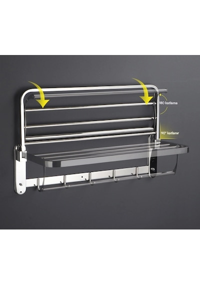Raf Havluluk Kancalı Paslanmaz Çelik 60 Cm Krom