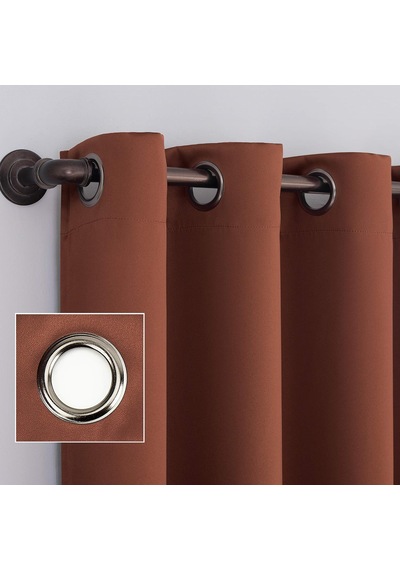 Nordic 2'li Paket Tiyatro Sınıfı Extreme Total Blackout Gromet Perde Panel Çifti, 132 Cm X 160 Cm, Terakota