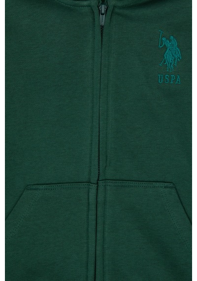 U.S. Polo Assn. Erkek Çocuk Koyu Yeşil Basic Kapüşonlu Sweatshirt 50308439-VR079