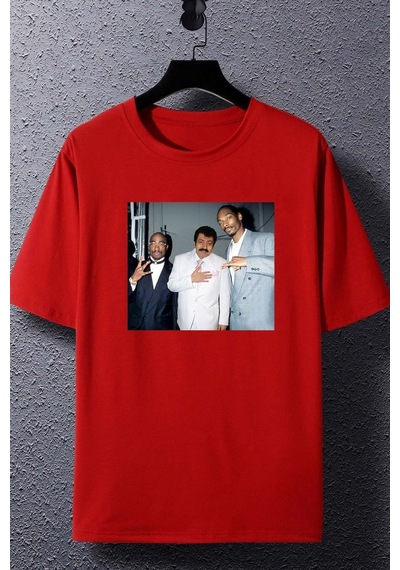 Unisex Müslüm Baba Baskılı T-shirt Kırmızı