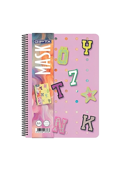Gıpta Mask Spiralli Pp Kapak A4 72 Yaprak Çizgili Defter 3-7820000-2011 Çok Renkli