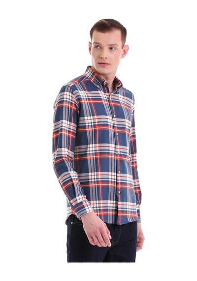 Hatemoğlu Lacivert Slim Fit Kareli 100% Pamuklu Düğmeli Yaka Uzun Kollu Kl Lacivert Hatemoğlu Lacivert Slim Fit Kareli 100% Pamuklu Düğmeli Yaka Uzun Kollu Kl Lacivert