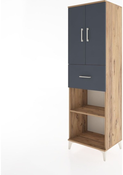 Hyperion Dolap 4 Raflı Tek Çekmeceli 2 Kapaklı 60x44x195 Çam-... Çam