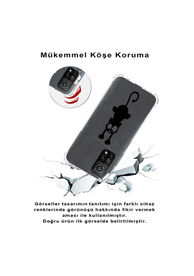 Xiaomi Poco X3 Pro Köşe Korumalı Antişok Kapak Çizgi Kedi Tasarımlı Şeffaf Silikon Kılıf