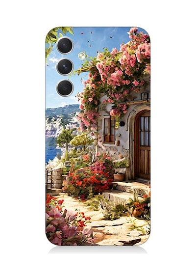 Samsung Galaxy A05s Uyumlu Çiçekli Ev Desenli Silikon Kılıf