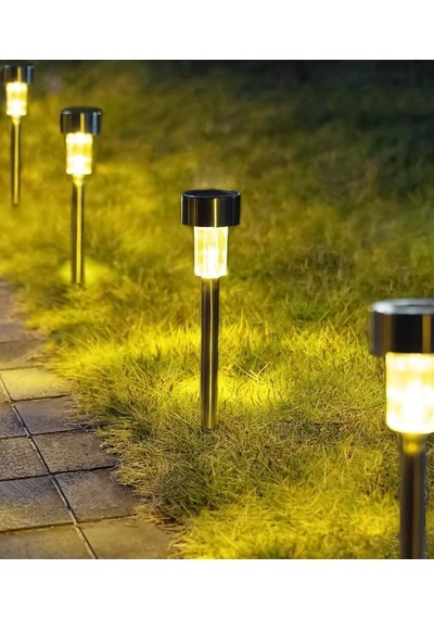 10 Adet Metal Kasa Güneş Enerjili Dış Mekan Saplamalı Solar Aydınlatma Bahçe - Balkon Ledi