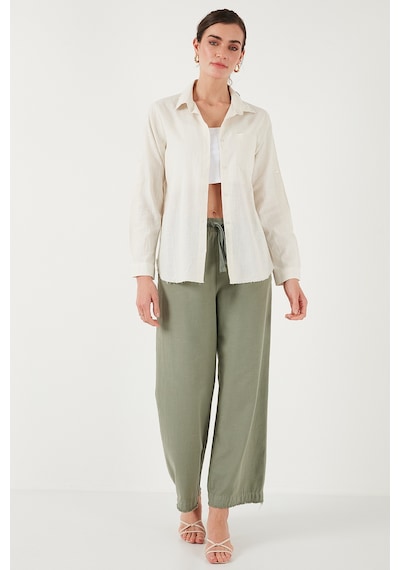 Lela Pamuklu Regular Fit Cepli Bayan Gömlek Cf25S16992 Ekru