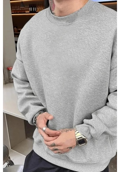 Vexor Erkek Düz Bisiklet Yaka Sweat - Gri