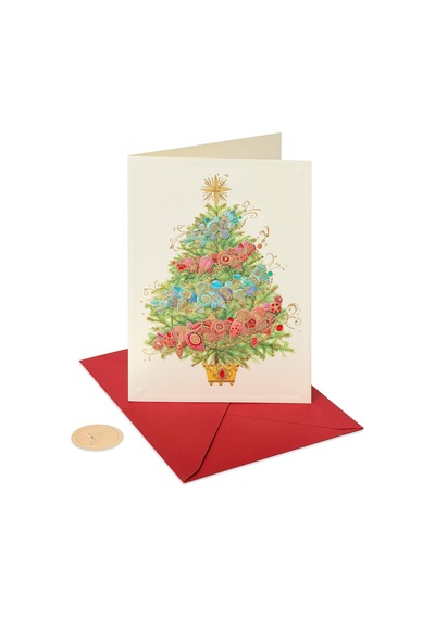 Kutuda Noel Kartları, Noel Süslemeli Noel Ağacı 12 Adet