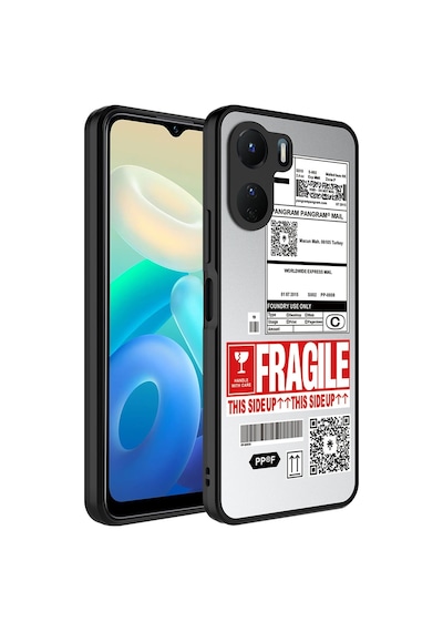 Noktaks - Vivo Y16 Uyumlu Kılıf Aynalı Desenli Kamera Korumalı Parlak Mirror Kapak - Fragile - T26840