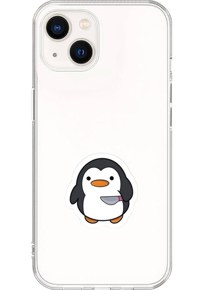 Apple Uyumlu iPhone 15 Şeffaf Kılıf Couple Penguen 2 Tasarımlı