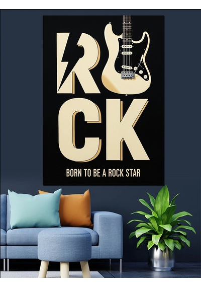 "rock" Minimalist Poster Dekoratif Kanvas - Mdf Ahşap Tablo