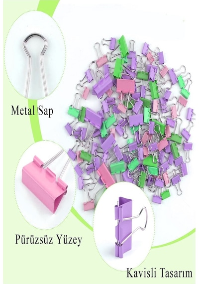 Renkli Metal Ataç Ve Renkli Metal Mandal Seti 1 Paket Küçük Ve Orta Boy Ataşlar Dayanıklı Paslanmaz Plastik Kaplama