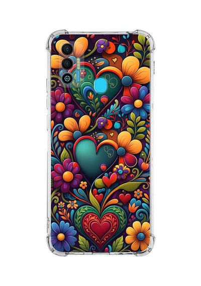 Printify Tecno Spark 7 İle Uyumlu Düşlerin Dansı Serisi Çiçeklerin Dansı Tasarımlı Uv Baskılı Köşe Korumalı Antişok Kılıf Şeffaf