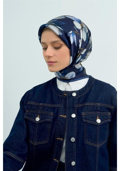 Armine İpek Eşarp 2026 Yaz - 9524-06 Koyu Lacivert Twill