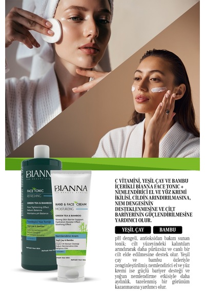Yüz Toniği Ve Nemlendirici Cilt Bakım 2'li Set C Vitaminli Bambulu Ve Yeşil Çay Özlü Yüztemiz