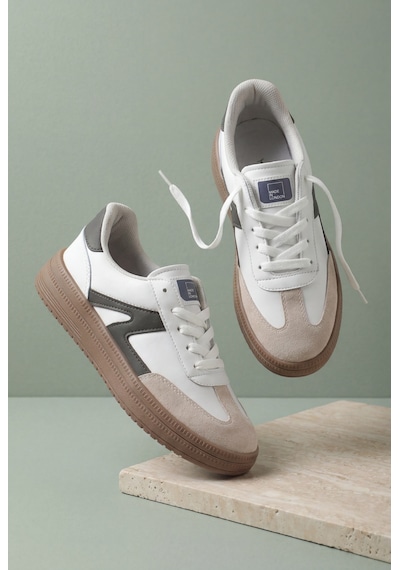 Tonny Black Rahat Kalıp Kauçuk Taban Bağcıklı Sneaker Kadın Beyaz Füme Sneaker Tbtyldz005 Beyaz - Füme