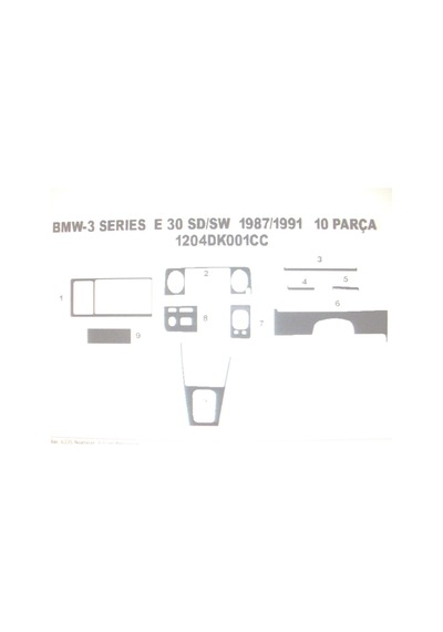 Bmw E30 1987-1991 10 Parça Torpido Kaplama Renk Beyaz
